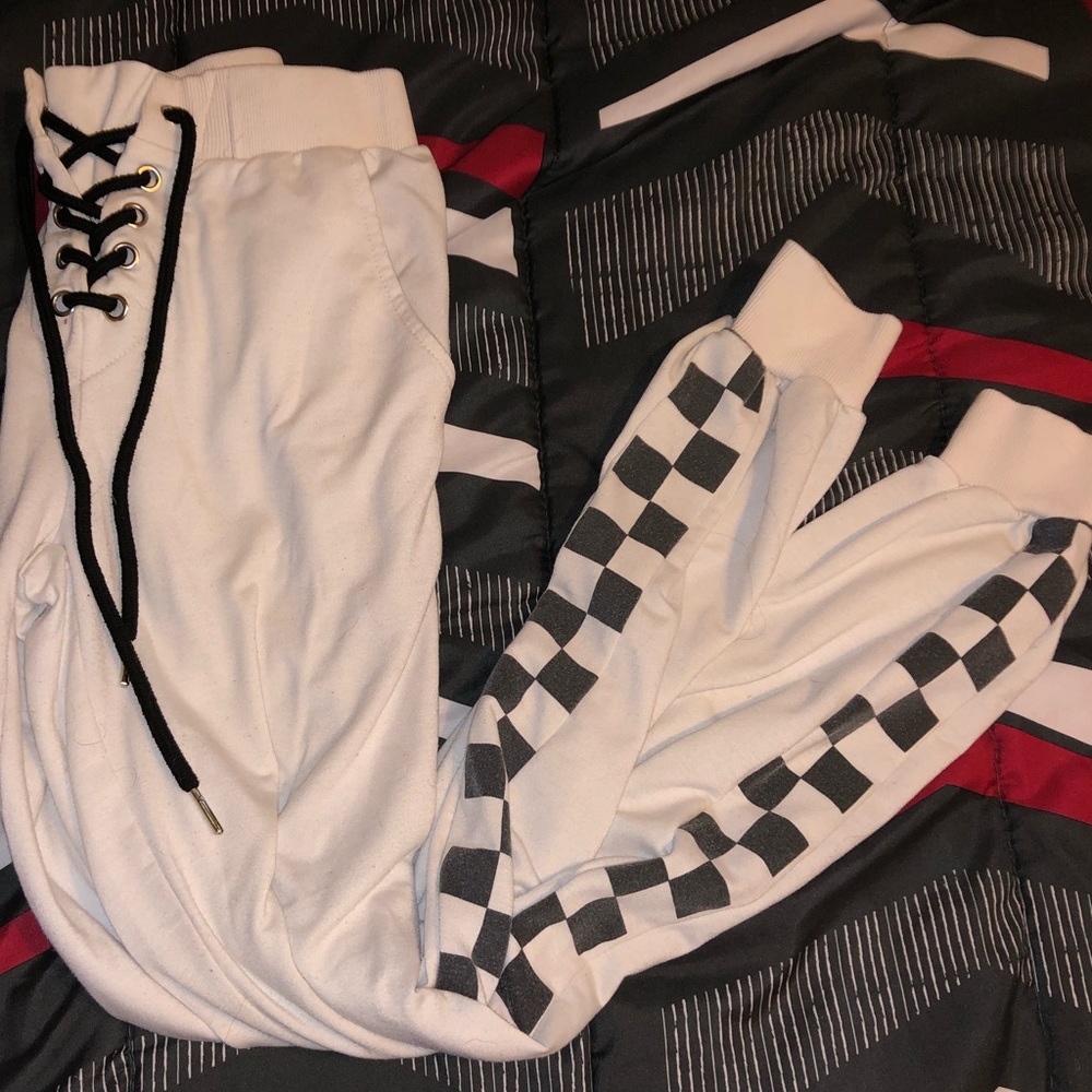 White check joggers